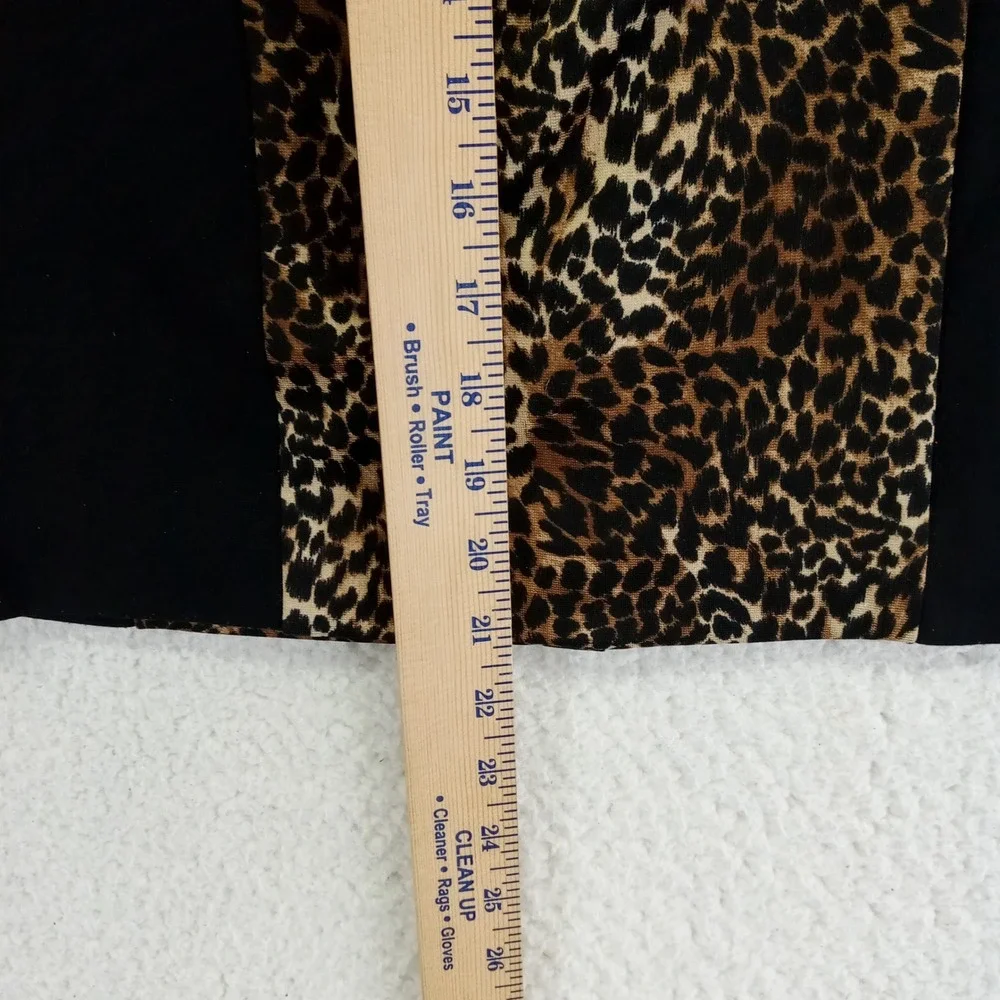 Michael Kors Pencil Skirt Leopard Print Black Gold Zip‎ Womens Size 2